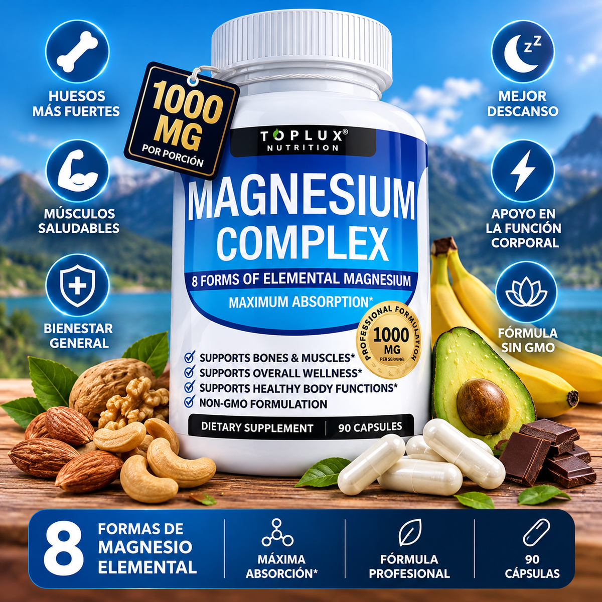 MAGNESIO COMPLEX USA 8 ELEME 1000 MG